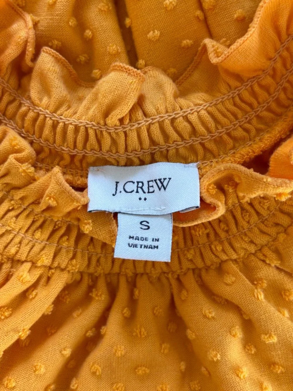 J.Crew Mustard Swiss Dot Ruffle Mock Neck Sleeveless Top Size Small